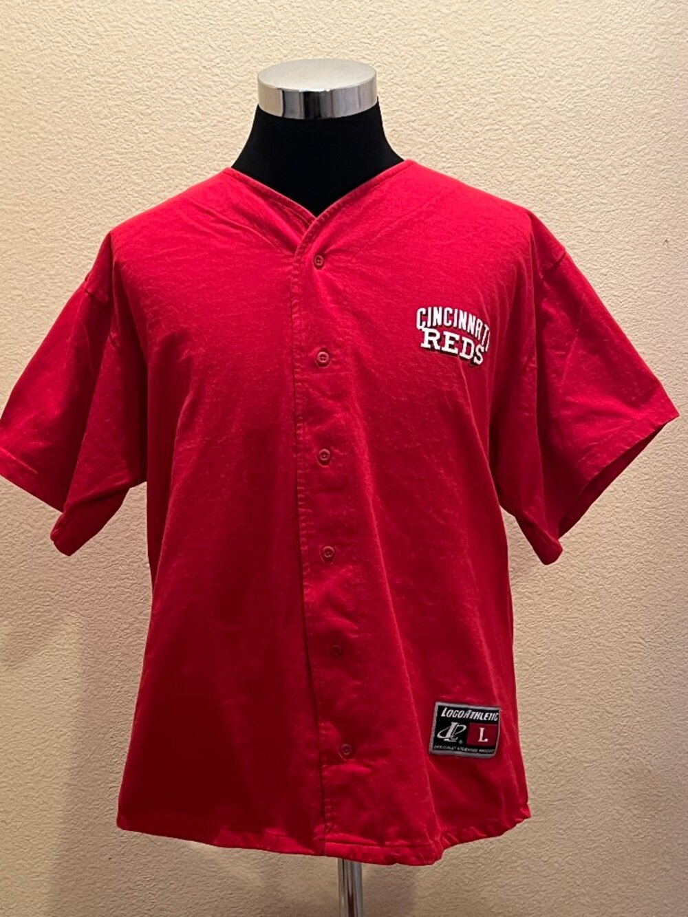 Cincinnati Reds MLB Button Front Jersey Shirt Mens Large Red Short Sleeve